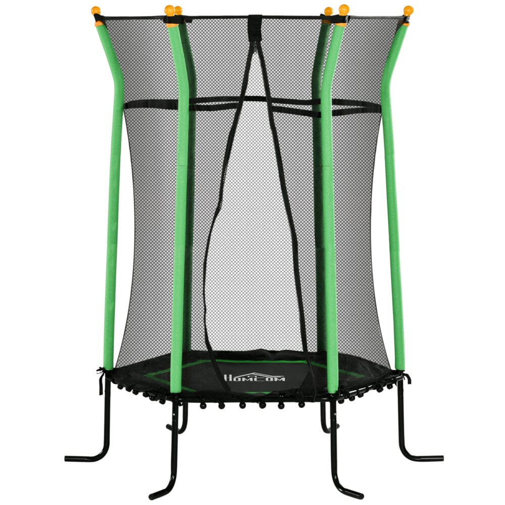 Grünes Kindertrampolin mit 163,5 cm Durchmesser, Sicherheitsnetz, empfohlen für Kinder von 3-10 Jahren