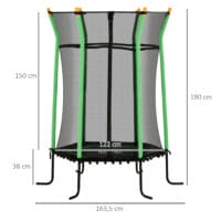 Grünes Kindertrampolin mit 163,5 cm Durchmesser, Sicherheitsnetz, empfohlen für Kinder von 3-10 Jahren