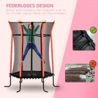 Rotes Kindertrampolin mit 163,5 cm Durchmesser, Sicherheitsnetz, empfohlen für Kinder von 3-10 Jahren