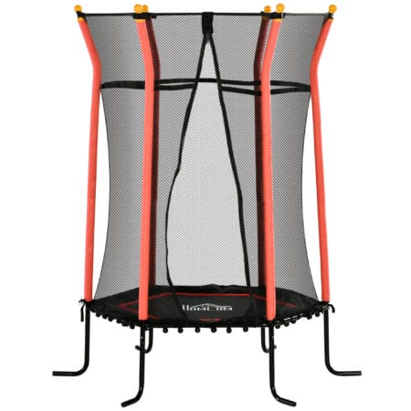 Rotes Kindertrampolin mit 163,5 cm Durchmesser, Sicherheitsnetz, empfohlen für Kinder von 3-10 Jahren