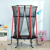 Rotes Kindertrampolin mit 163,5 cm Durchmesser, Sicherheitsnetz, empfohlen für Kinder von 3-10 Jahren