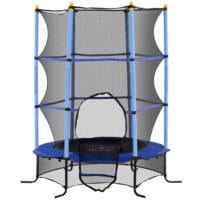 Blaues Kindertrampolin mit 163 cm Durchmesser, Sicherheitsnetz und Belastbarkeit bis 50 kg