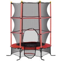 Rotes Kindertrampolin mit 163 cm Durchmesser, Sicherheitsnetz und Belastbarkeit bis 50 kg