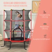 Rotes Kindertrampolin mit 163 cm Durchmesser, Sicherheitsnetz und Belastbarkeit bis 50 kg