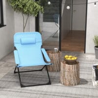 Klappstuhl mit verstellbarer Rückenlehne, 120 kg belastbar, Mesh-Material, Farbe Blau.