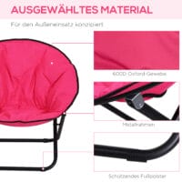 Klappstuhl Campingstuhl 80x80x75 cm, leicht und faltbar, Farbe Pink.