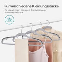Set mit 30 schlanken Kleiderbügeln aus ABS-Kunststoff, rutschfest mit Gummistreifen, ideal für Hemden, Blusen und Jacken. Mit 360° drehbarem Metallhaken.