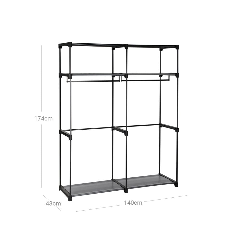 Kleiderschrank aus Stoff, leicht aufzubauen und platzsparend.