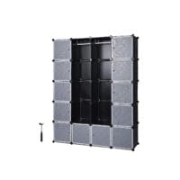 Kleiderschrank Stoffschrank mit Stangen Schwarz