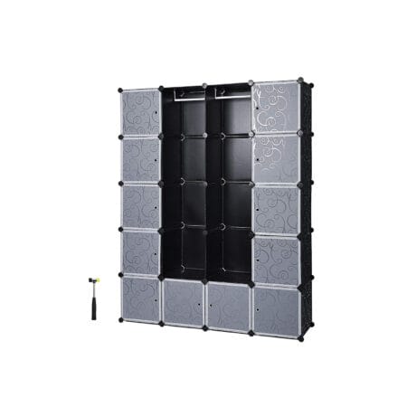 Kleiderschrank Stoffschrank mit Stangen Schwarz