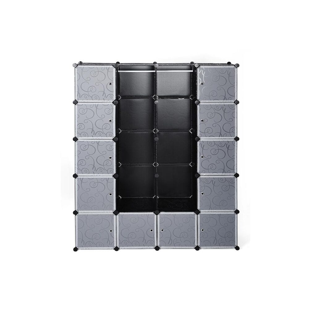 Kleiderschrank Stoffschrank mit Stangen Schwarz