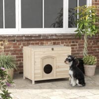 Faltbares Kleintierhaus für Katzen & Hunde bis 13,5 kg aus Naturholz.