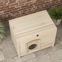 Faltbares Kleintierhaus für Katzen & Hunde bis 13,5 kg aus Naturholz.