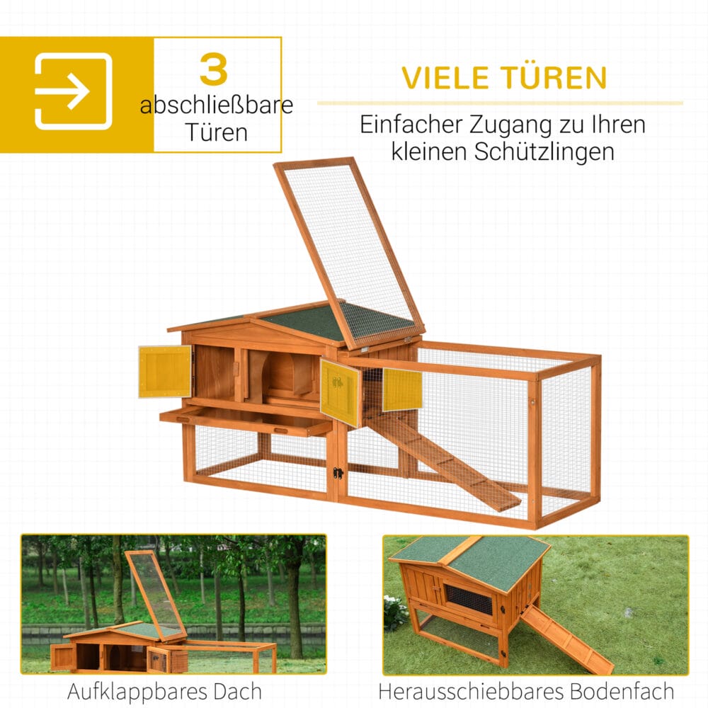 Vielseitiger Kleintierstall aus Tannenholz mit Asphaltdach.