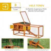 Vielseitiger Kleintierstall aus Tannenholz mit Asphaltdach.