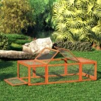 Kleintierstall mit Freilaufgehege aus Tannenholz, 180x90x48cm.