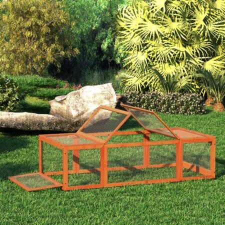 Kleintierstall mit Freilaufgehege aus Tannenholz, 180x90x48cm.