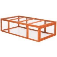 Kleintierstall mit Freilaufgehege aus Tannenholz, 180x90x48cm.