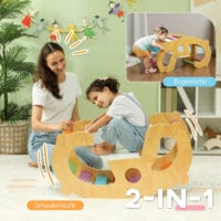Mehrfarbiges 2-in-1 Klettergerüst für den Kinderspielplatz, das auch als Schaukelstuhl genutzt werden kann. Ideal für Kinder von 1-4 Jahren zur Förderung von Motorik und Gleichgewicht.