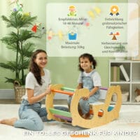Mehrfarbiges 2-in-1 Klettergerüst für den Kinderspielplatz, das auch als Schaukelstuhl genutzt werden kann. Ideal für Kinder von 1-4 Jahren zur Förderung von Motorik und Gleichgewicht.
