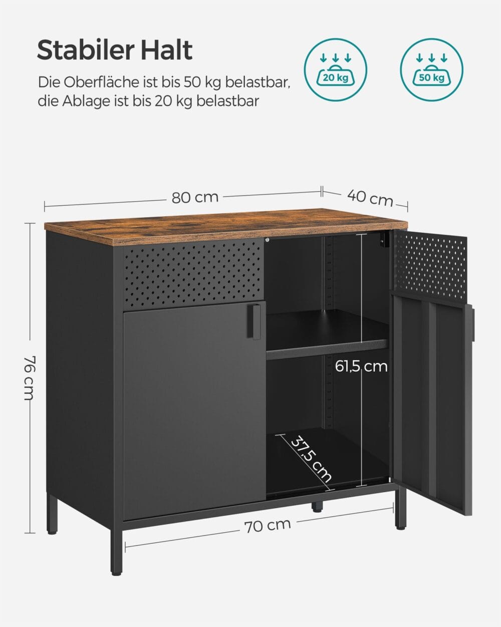 IndustrialVIBE Kommode 80x40x76 cm, stilvoll und funktional.