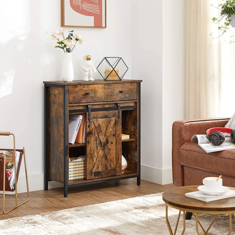 Kommode Sideboard Anrichte Industrie Holz Braun Schwarz