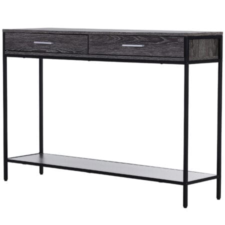 Konsolentisch Beistelltisch Regal mit 2 Schubladen 120x30x81.5cm Grau - Praktischer Konsolentisch mit Stauraum für moderne Einrichtung.