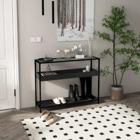 Konsolentisch Flurtisch Regal 100x30x78cm Schwarz - Moderner Konsolentisch für den Flur, in Schwarz.