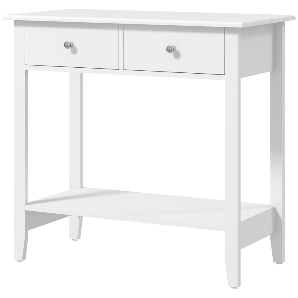 Konsolentisch Sideboard 2 Schubladen 80x40x75cm Weiss - Funktionales Sideboard in elegantem Weiss.