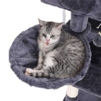 Großer Katzenbaum mit breiter Sitzstange, Plüsch Rauchgrau