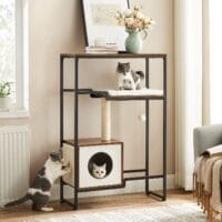 Kratzbaum 2-in-1 Kommode Vintage Braun für Katzen und Stauraum.