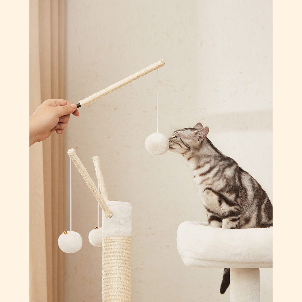 Kratzbaum mit integrierter Katzentoilette, Holz Vintage Braun