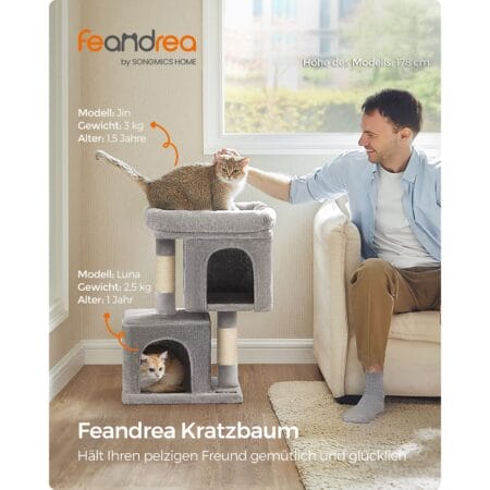 Katzenbaum Katzenwohnung für kleine Katzen, 67cm, Plüsch Hellgrau