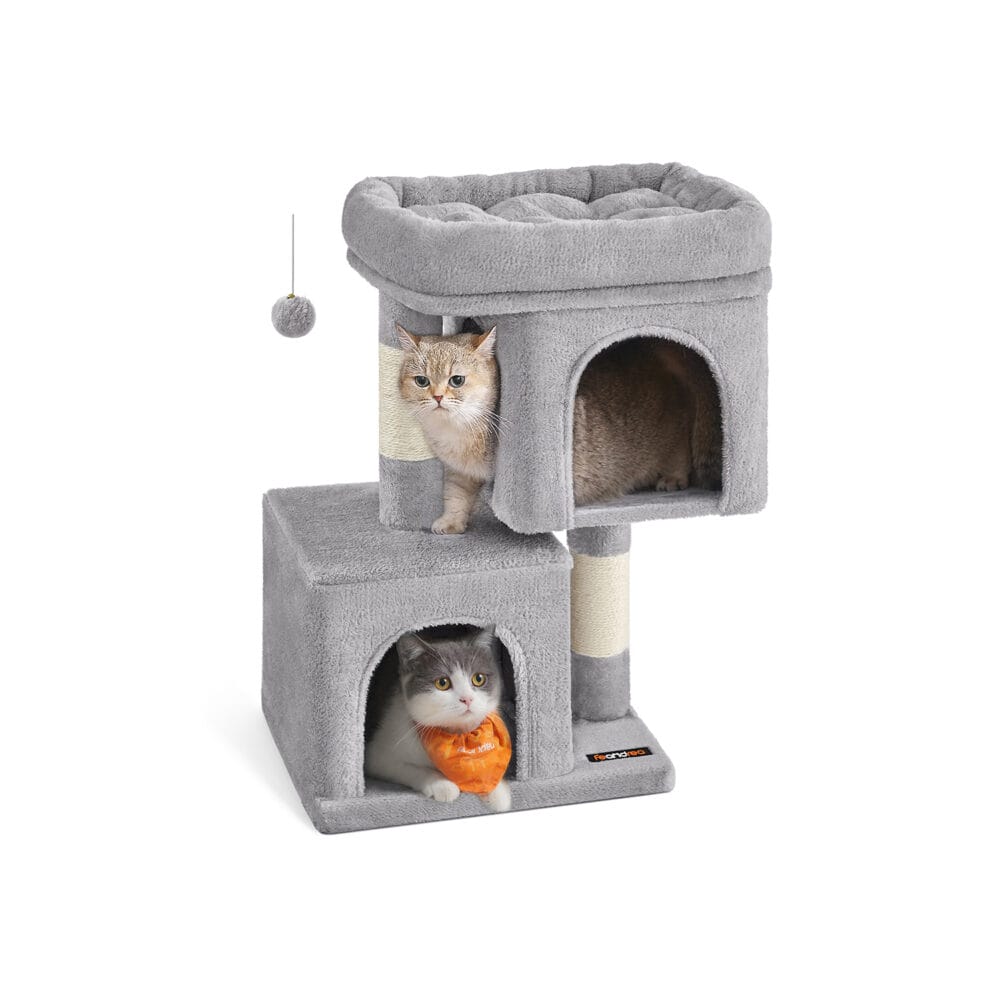 Katzenbaum Katzenwohnung für kleine Katzen, 67cm, Plüsch Hellgrau