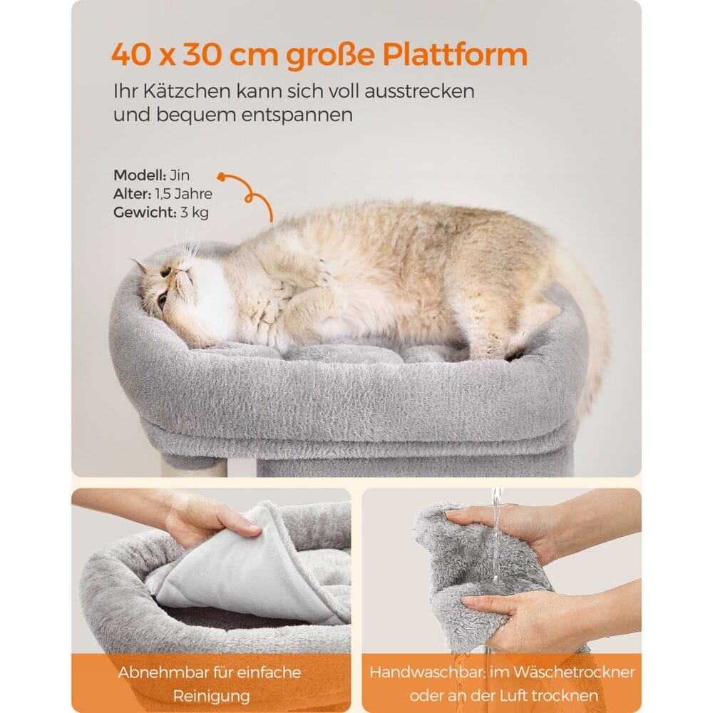 Katzenbaum Katzenwohnung für kleine Katzen, 67cm, Plüsch Hellgrau