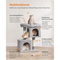 Katzenbaum Katzenwohnung für kleine Katzen, 67cm, Plüsch Hellgrau