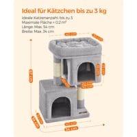 Katzenbaum Katzenwohnung für kleine Katzen, 67cm, Plüsch Hellgrau