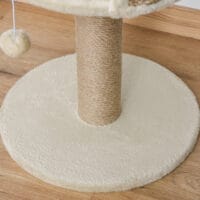 Cremeweisser Kratzbaum für kleine Katzen mit integriertem Spielball, 49cm hoch, ideal für erste Klettererfahrungen.