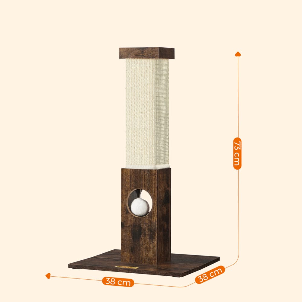 Kompakter Kratzbaum mit Kratzschutz, 73cm Sisalseil Braun