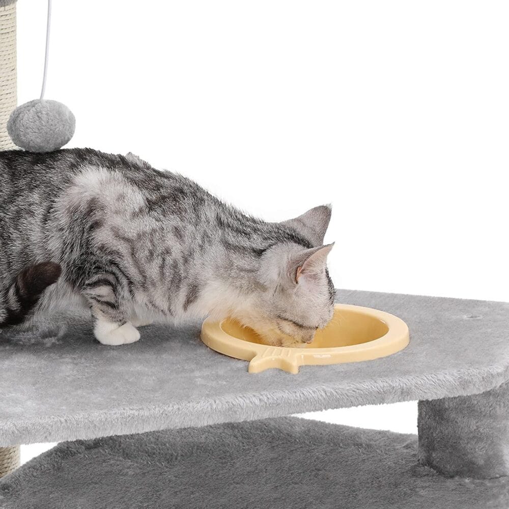 Spielturm Kratzbaum für Katzen, 164cm, Plüsch Hellgrau