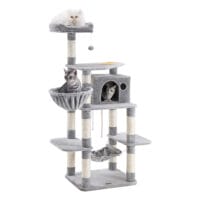 Spielturm Kratzbaum für Katzen, 164cm, Plüsch Hellgrau