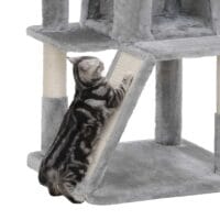 Stabiler Kratzbaum für große Katzen, Holz, hellgrau