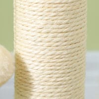 Sisal-Kratzstamm mit Kugelbahn und Spielball, 4-in-1 Design, bietet vielfältige Beschäftigungsmöglichkeiten für Katzen.