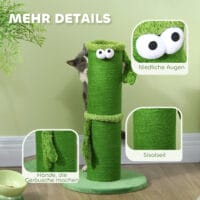 Grüner Sisal-Kratzstamm für den Innenbereich, 63cm hoch, ein kompakter und effektiver Kratzplatz.