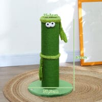 Grüner Sisal-Kratzstamm für den Innenbereich, 63cm hoch, ein kompakter und effektiver Kratzplatz.