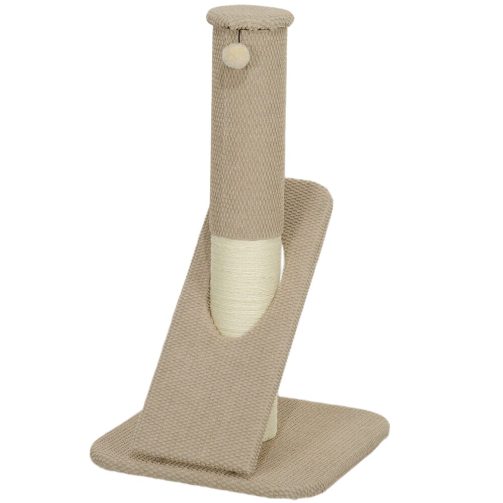 Cremeweisser Sisal-Kratzstamm mit Spielball für den Innenbereich, 84cm hoch, bietet Katzen eine ideale Möglichkeit zum Kratzen.