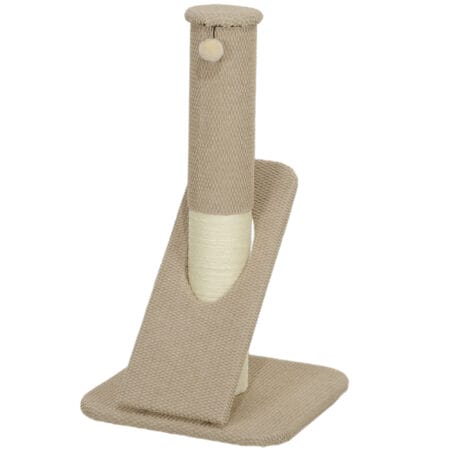 Cremeweisser Sisal-Kratzstamm mit Spielball für den Innenbereich, 84cm hoch, bietet Katzen eine ideale Möglichkeit zum Kratzen.