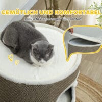 Kaffeebraun-cremeweisse Kratztonne aus Sisal, 69cm hoch, für Katzen bis 6kg, eine attraktive und funktionale Kratzmöglichkeit.
