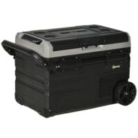 Kühlbox für Auto, 40L, mit LED, tragbar und leistungsstark, Farbe Grau & Schwarz.