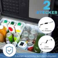 Kühlbox für Auto, 40L, mit LED, tragbar und leistungsstark, Farbe Grau & Schwarz.